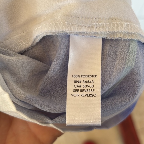 Calvin Klein Blue & White Graphic Print Sleeveless Top Pleated Back Zip Office - Picture 12 of 15